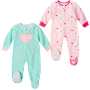 New (2) Absorba 2-pack Cotton Sleeper baby toddler boys girls Pink heart Size 4T